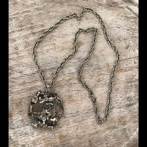 Long Metal Chain Necklace & Modern Pendent